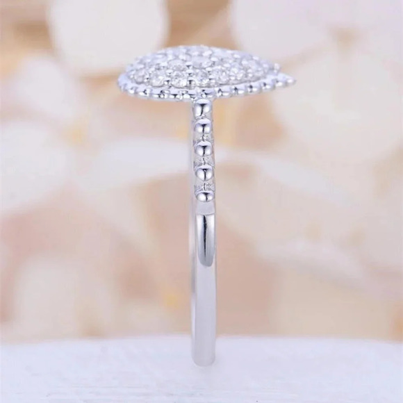 💍 Big Pear Gemstone Zircon Elegant Water Drop Silver Rings for Women, EVGG1355 - Picture 4 of 7